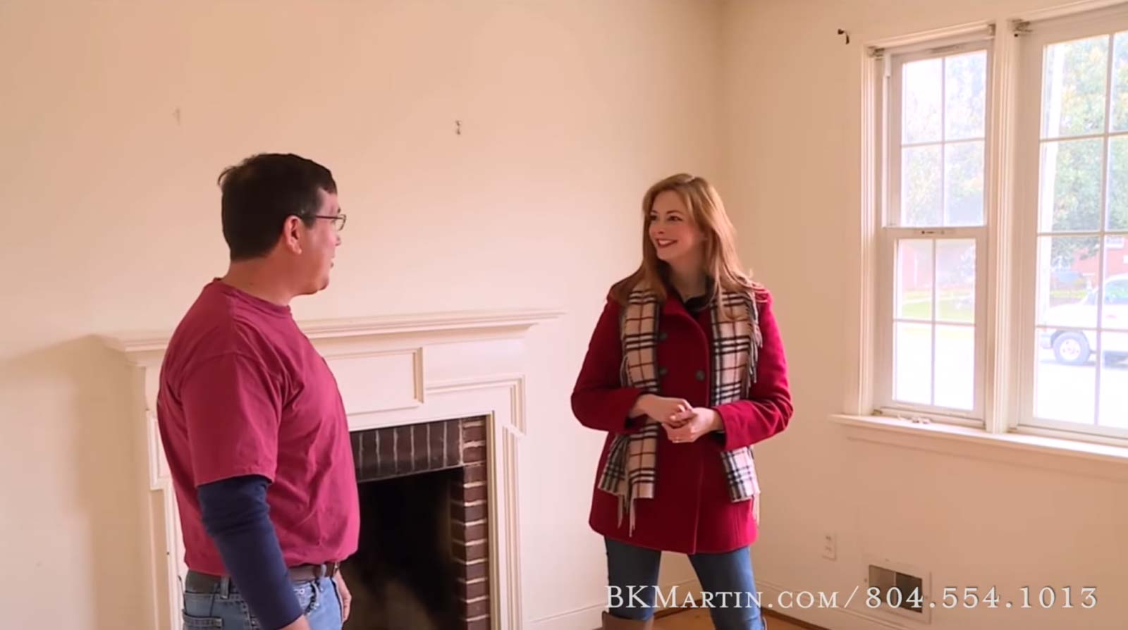 Kyle Martin discussing remodel plans with Amy Gallo, featured on TV show Fix It & Finish It